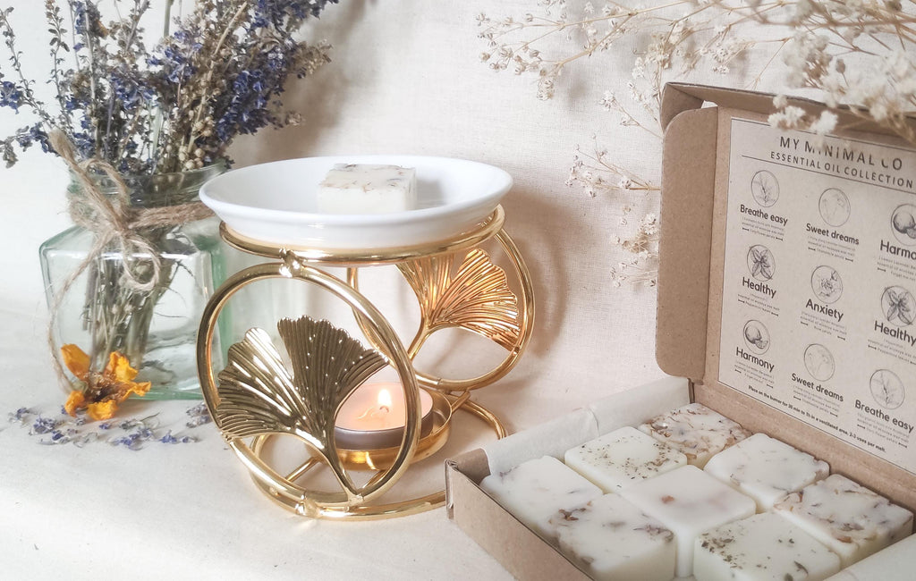 Ginkgo metallic burner for oils and wax melts